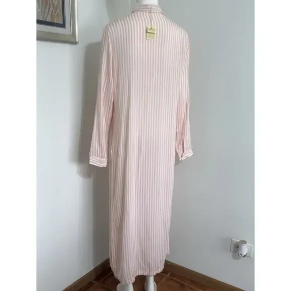 Rococo Striped Viscose Cover Up Dress Size M Long Sleeve Sheer Beach Resort NWT - Picture 7 of 13